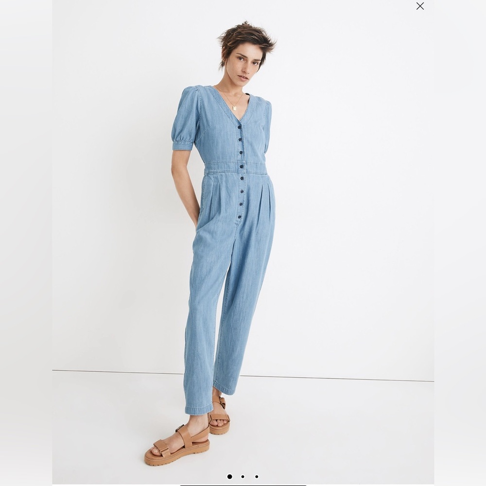 Madewell Sky Blue Button-Up Jumpsuit